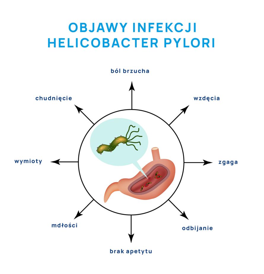 objawy Helicobacter pylori infografika