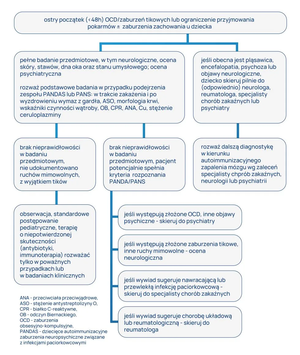 zespół PANDAS, schemat postępowania